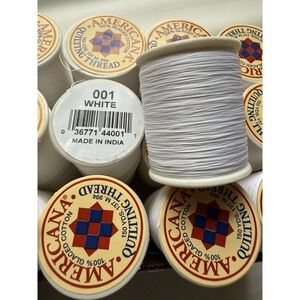 1 Case: 30 Spools - WHITE Americana Quilting Thread 150 Yds 100%‎ Glacéd Cotton